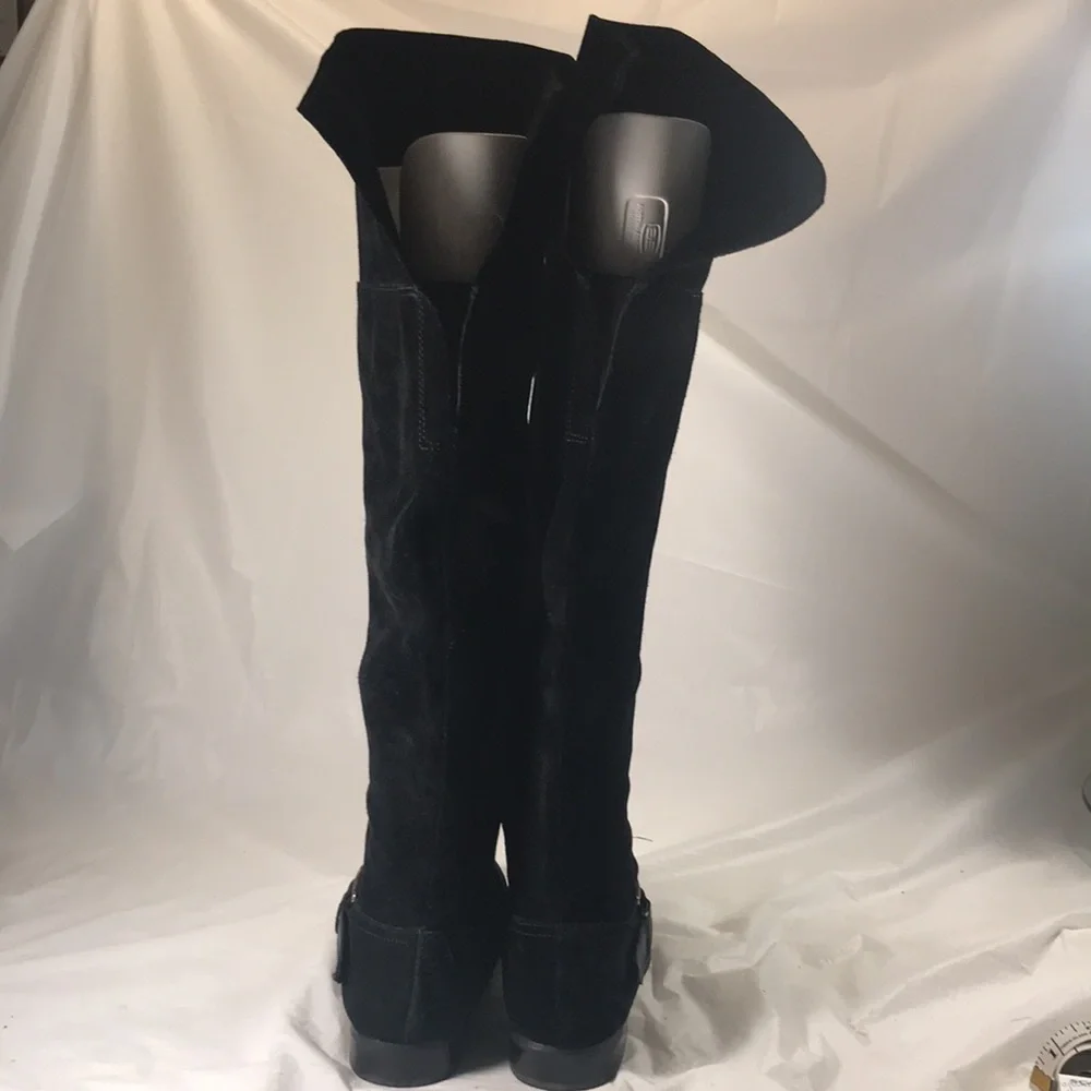 Womens Franco Sarto L-Tech Black Suede Over The Knee Moto Witchy Goth style Boot